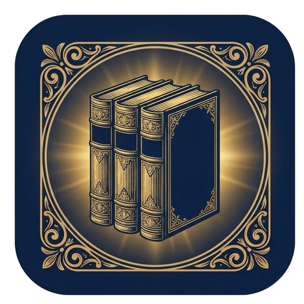 Complete your library, 3-volume upgrade — ornate gold-on-navy emblem icon.