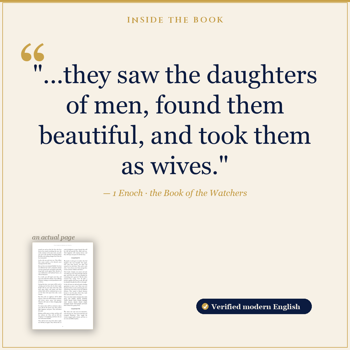 From the book: the Watchers saw the daughters of men and took them as wives — verified modern English.