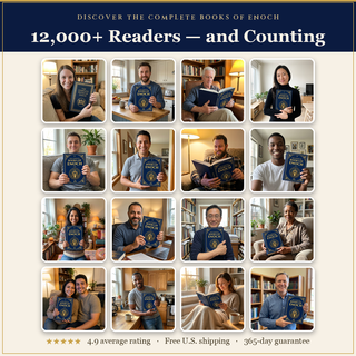 12,000+ readers and counting — real readers holding The Complete Books of Enoch. 4.9 average rating, free U.S. shipping, 365-day guarantee.