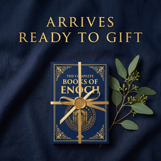 Arrives ready to gift — The Complete Books of Enoch wrapped with a gold ribbon and wax seal.