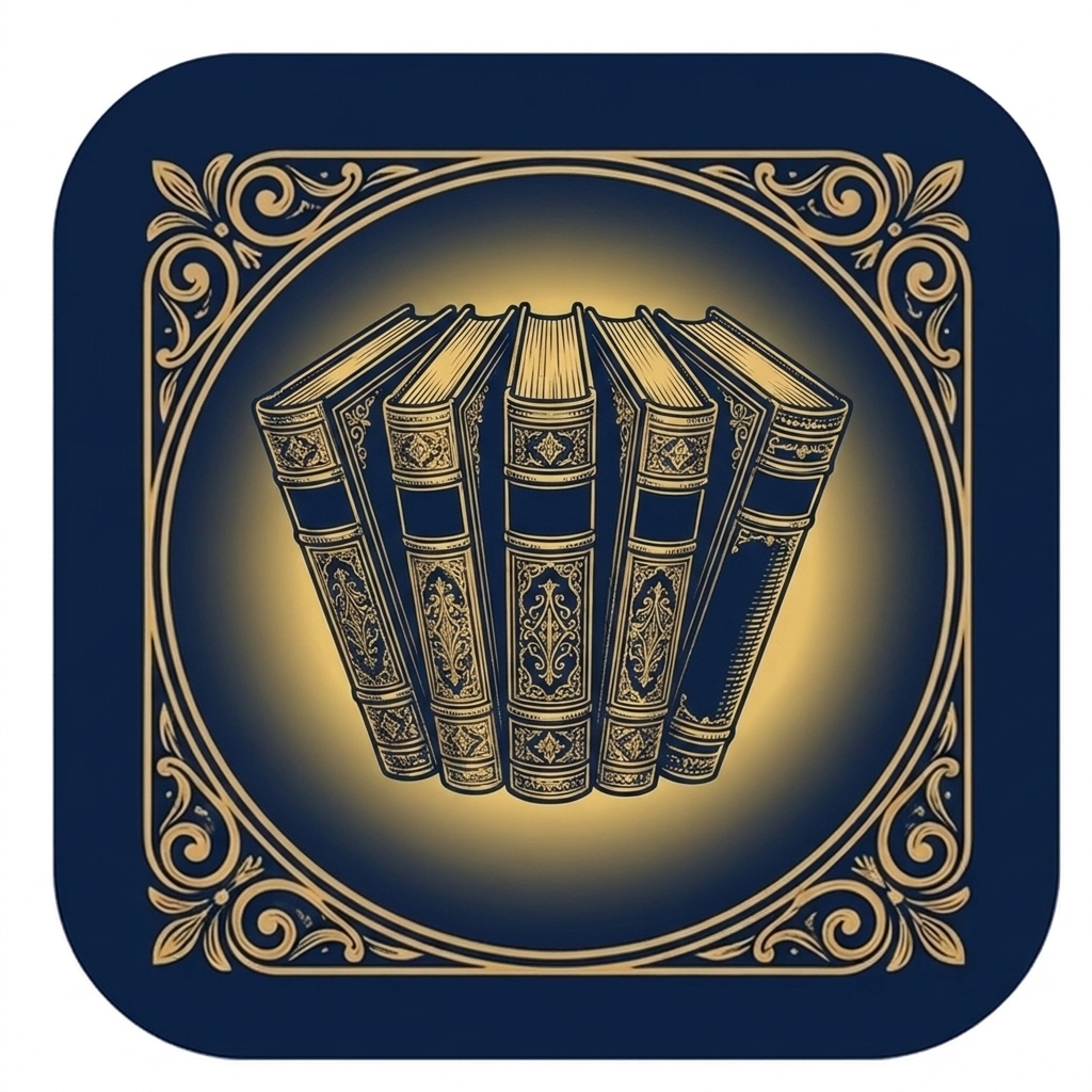 Complete your 5-volume library — ornate gold-on-navy emblem icon.