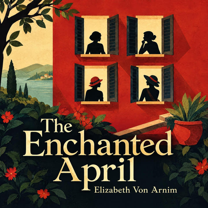 The Enchanted April, the audiobook cover