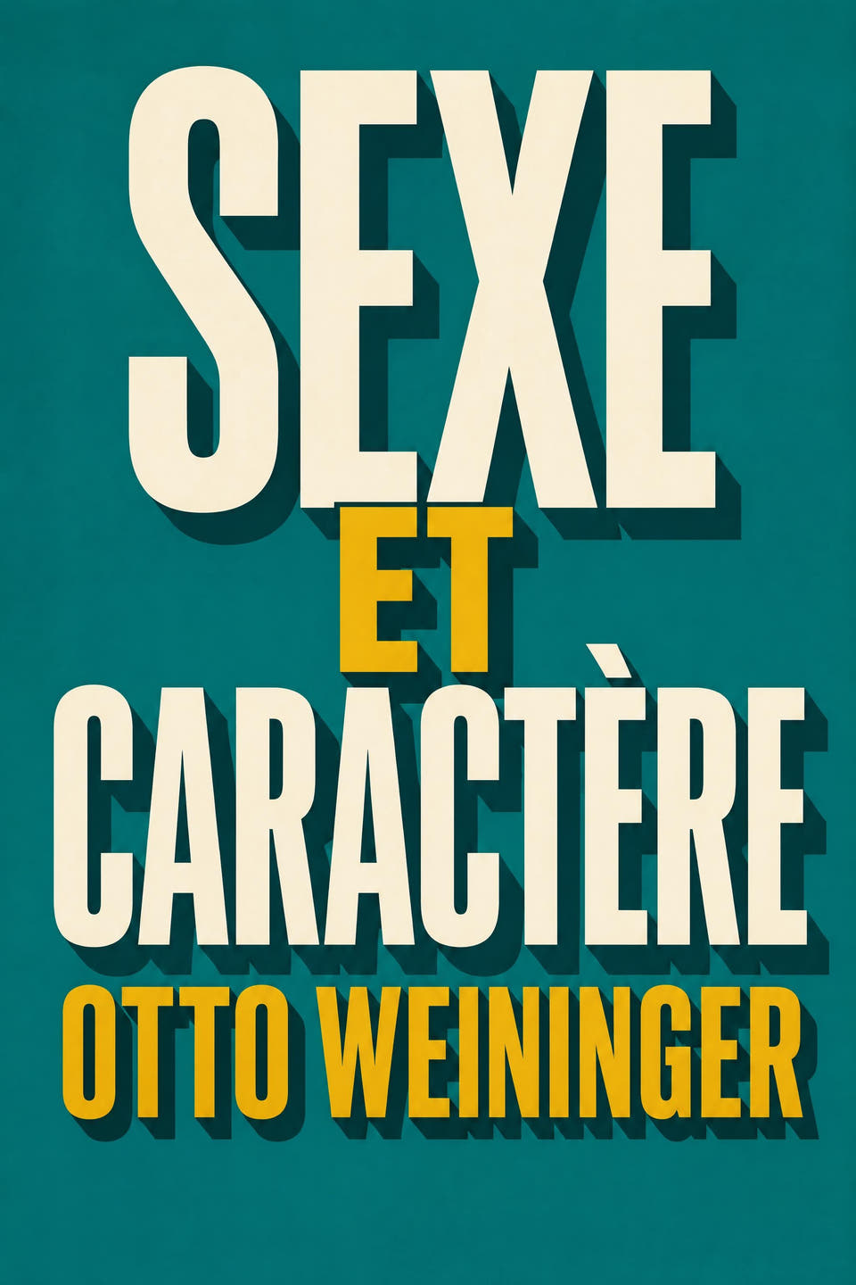 Sexe et caractère by Otto Weininger, the cover