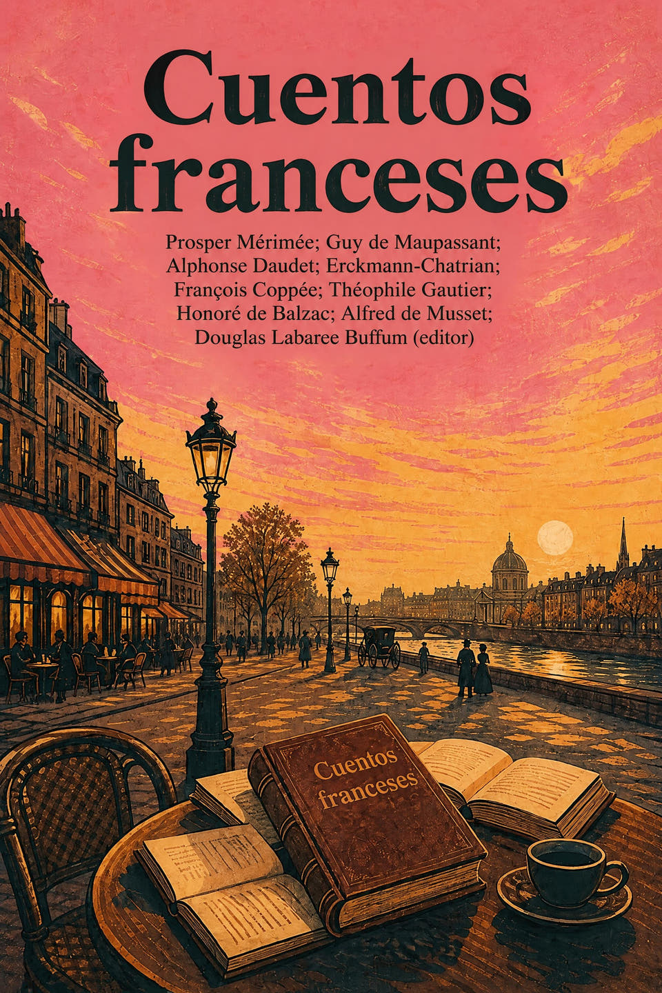 Cuentos franceses by Prosper Mérimée; Guy de Maupassant; Alphonse Daudet; Erckmann-Chatrian; François Coppée; Théophile Gautier; Honoré de Balzac; Alfred de Musset; Douglas Labaree Buffum (editor), the cover