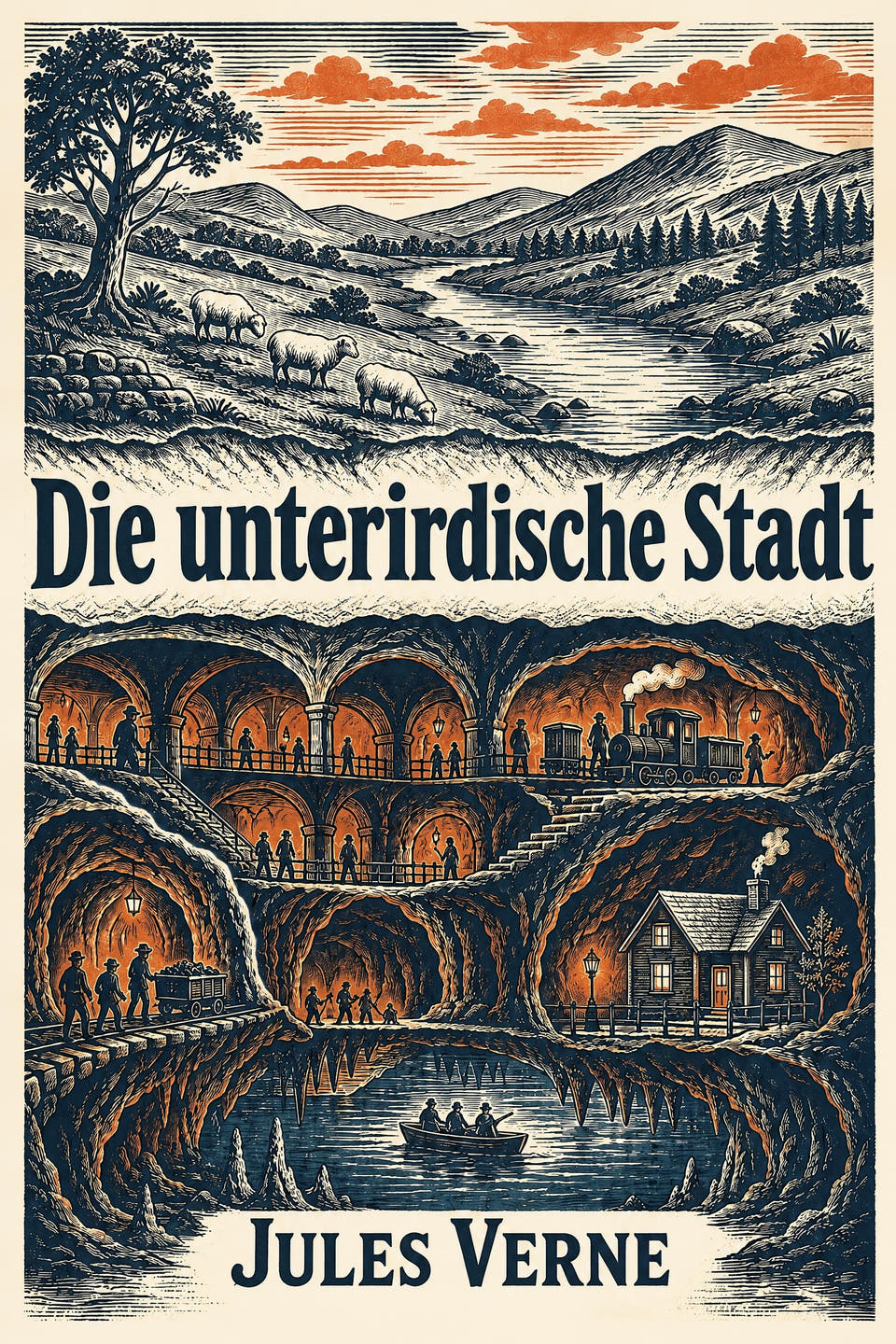 Die unterirdische Stadt by Jules Verne, the cover