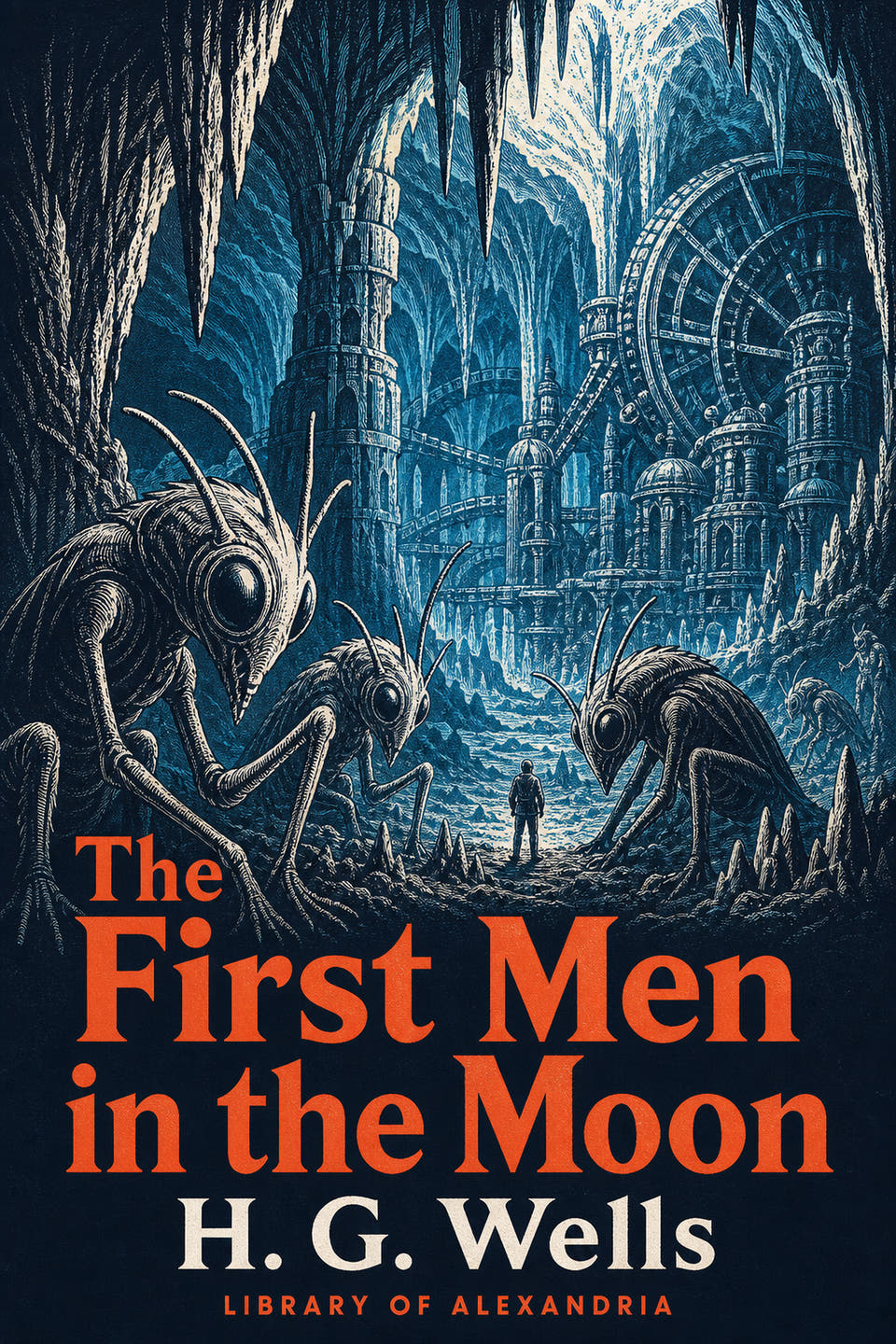 The First Men in the Moon by H. G. Wells, the cover
