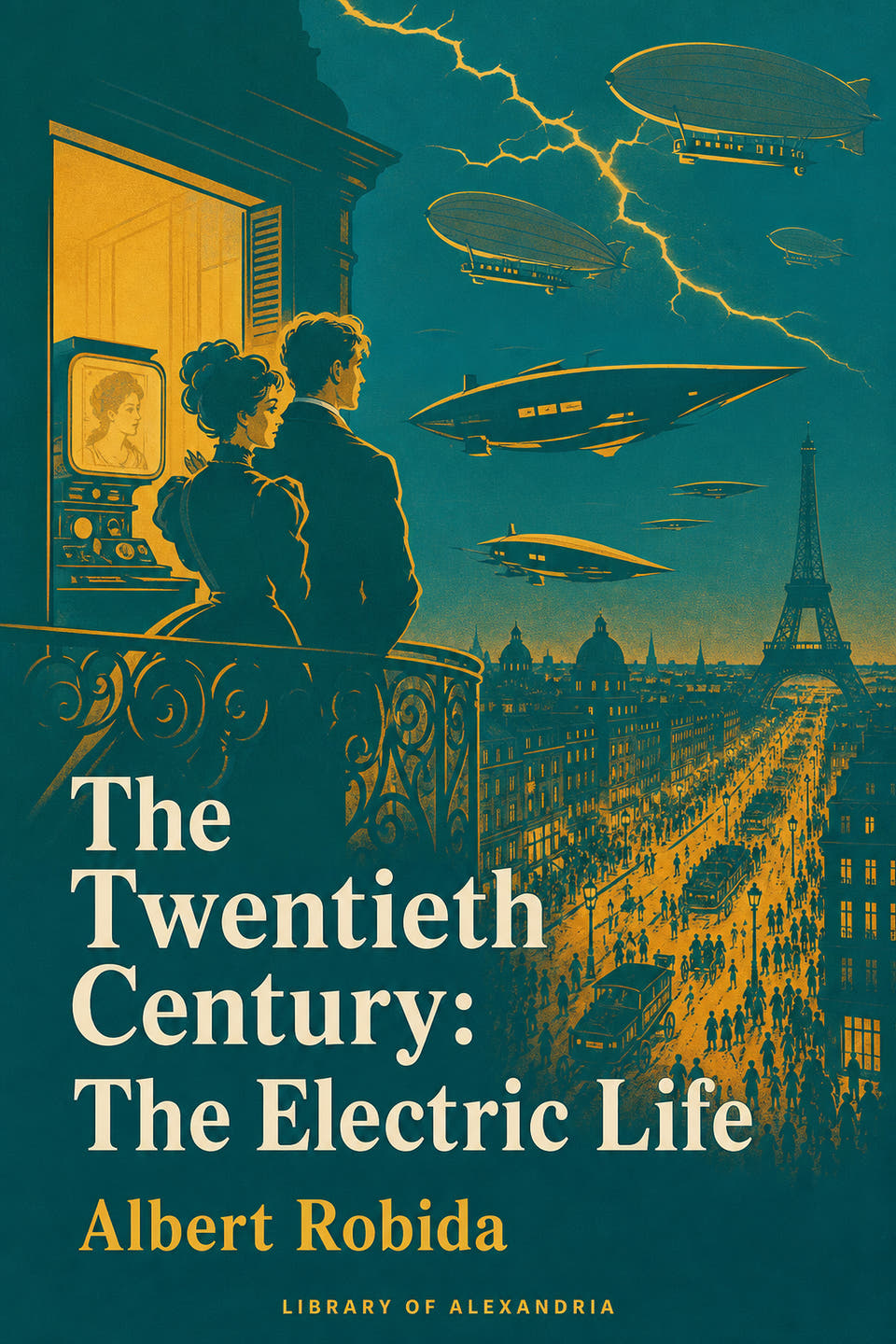 The Twentieth Century: The Electric Life by Albert Robida, the cover